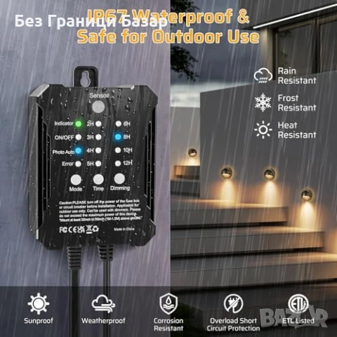Нови външни лампи LED осветление за стъпала 8 броя IP67 3000K с таймер и сензор, снимка 4 - Лед осветление - 54059150