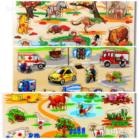 Пъзел Eichhorn 100005454 40 x 35 см с 21-23 части Сафари, Ферма, Трафик