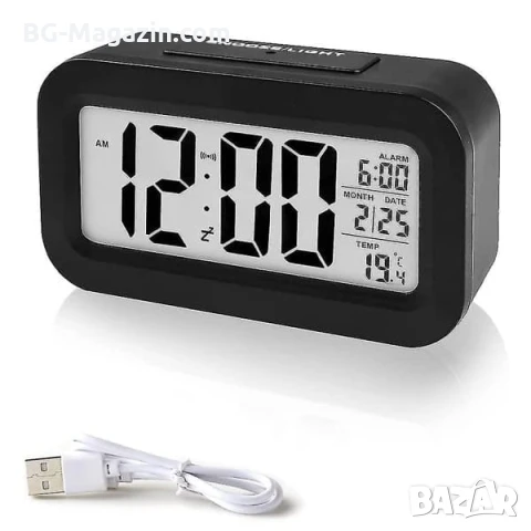 Постоянно светещ дигитален настолен часовник на ток за спалня офис електронен детска стая LED аларма, снимка 10 - Други - 51038332