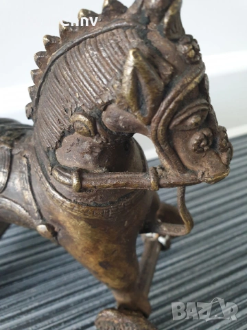 Индия 19ти век/2бр стари индийски бронзови коне на колела/малки кончета-играчки, снимка 6 - Антикварни и старинни предмети - 53507464