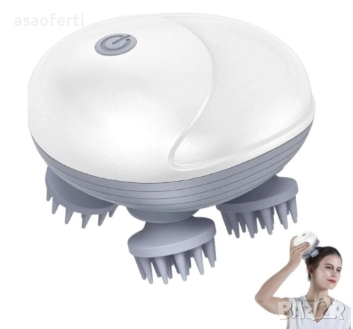 Умен Масажор за Скалп (Бял) - 3D Релакс, Стимул. Растеж и Нагряване!