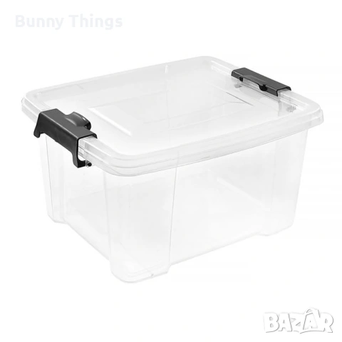 Пластмасова кутия за съхранение – прозрачна с капак 12 л