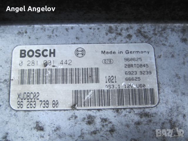 Компютър двигател ECU 9626373980, 0281001442 Bosch , за  Fiat Ducato SCUDO 1.9 TD PEUGEOT 806 Citroe, снимка 2 - Части - 46808659