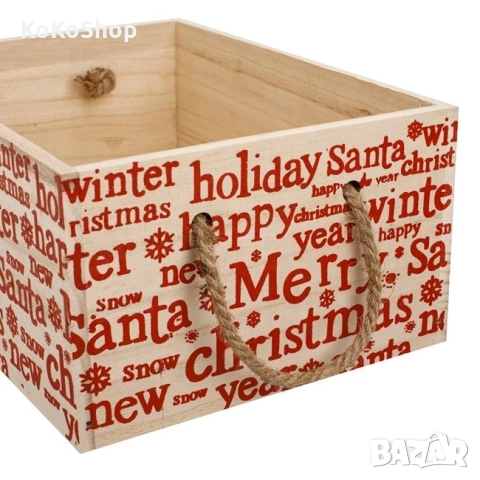 Коледна дървена щайга-28x21x13 см./дървена щайга, снимка 3 - Декорация за дома - 52321295