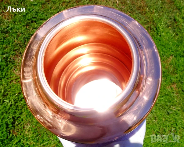 Медна делва,урна,меден съд с капак 2 литра. , снимка 2 - Антикварни и старинни предмети - 51387941