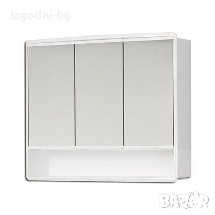 Бял шкаф за баня с огледала и три вратички