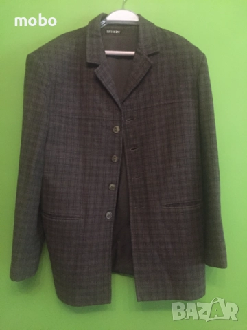 Мъжко българско зимно сако, размер 54, марка Венера, цвят – тъмно зелено и черно каре, закопчаване- , снимка 2 - Сака - 51834529