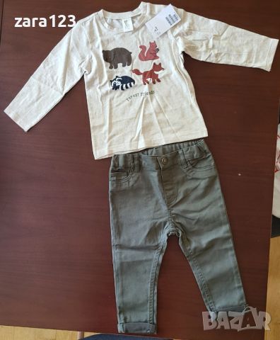 нов комплект H&M, 80см - панталон и блузка, снимка 1 - Комплекти за бебе - 45430161