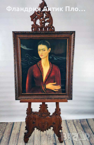 Репродукция - "Автопортрет с кадифена рокля" Фрида Кало, снимка 2 - Картини - 44989068