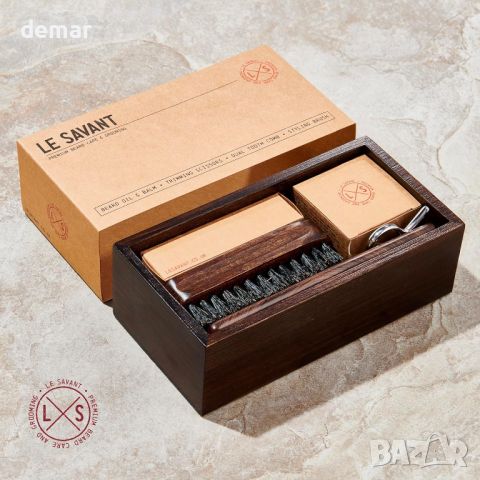 Комплект за подстригване на брада Le Savant - дървена подаръчна кутия, снимка 7 - Подаръци за мъже - 46395826