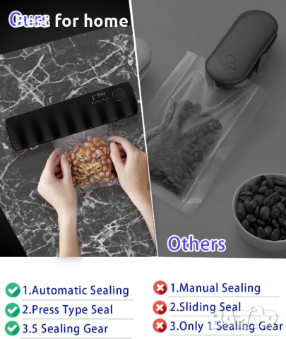 Мини акумулаторна машина за запечатване на торбички, снимка 3 - Друга електроника - 53632996