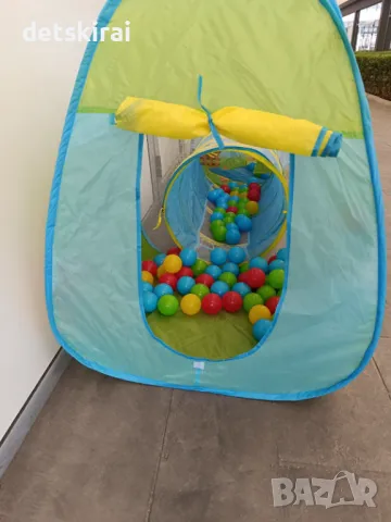 Къщичка и палатка с тунел + 100бр топки, снимка 5 - Други - 50077374