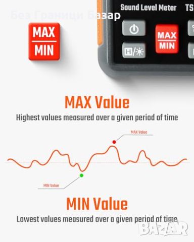 Нов TopTes TS-501A Преносим Децибелметър с LCD и MAX/MIN Функции Измерване звук, снимка 5 - Друга електроника - 45469300