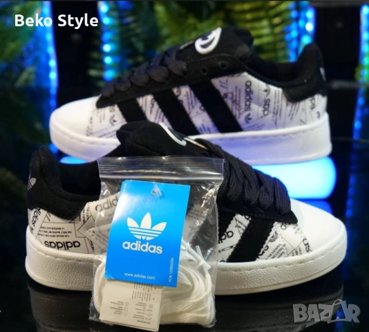 Дамски кецове Adidas Campus цвят бяло с черно