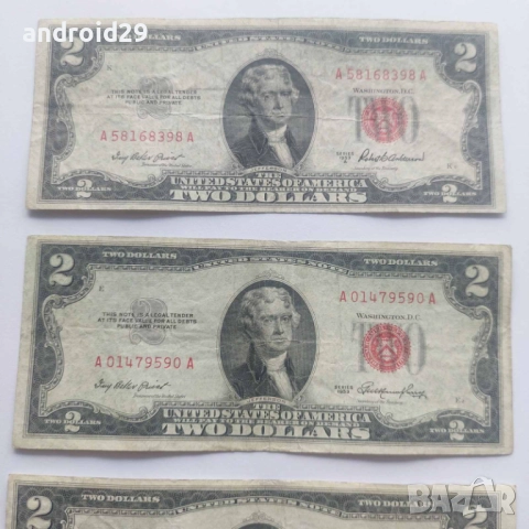2 долара/DOLAR ,САЩ/USA/червен печат/RED seal -1953 година, снимка 4 - Нумизматика и бонистика - 51465826