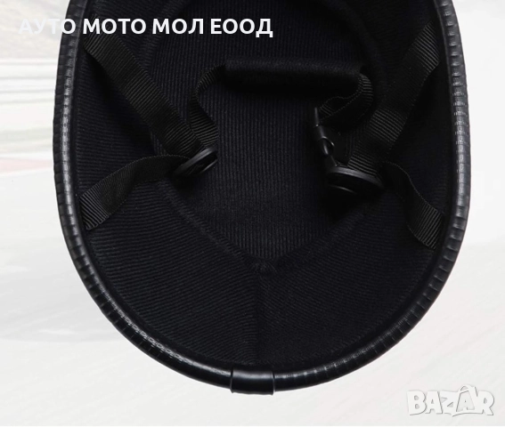 Ретро каска за Мотор тип канче - Черен Мат, снимка 5 - Аксесоари и консумативи - 51434111