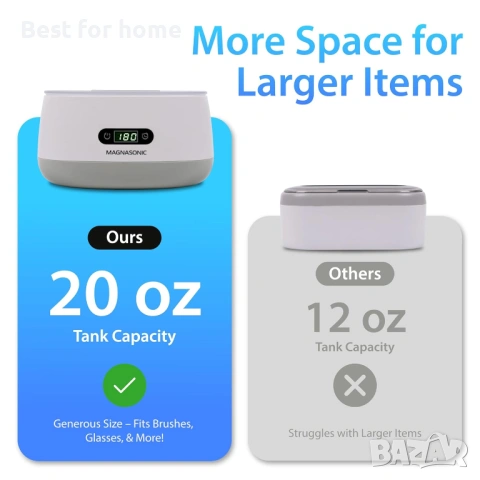 Ултразвукова почистваща машина Magnasonic - резервоар с обем 600 мл, ултразвуков почистващ препарат , снимка 7 - Други стоки за дома - 54192663