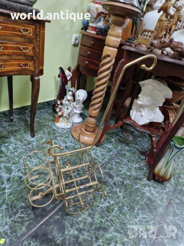 Прекрасна антикварна английска метална количка за бутилки за вино , снимка 3 - Антикварни и старинни предмети - 53249058