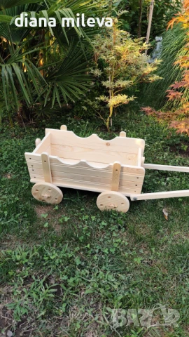 Дървена Каручка за градината!!