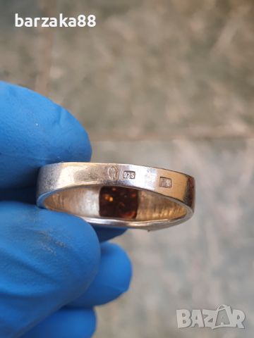 Сребърен пръстен с Кехлибар, снимка 6 - Пръстени - 45729481