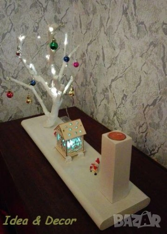 Коледна украса плюс свещник