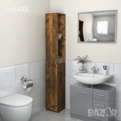 vidaXL Шкаф за баня, опушен дъб, 25x26,5x170 см, инженерно дърво(SKU:815960), снимка 2 - Шкафове - 49135803