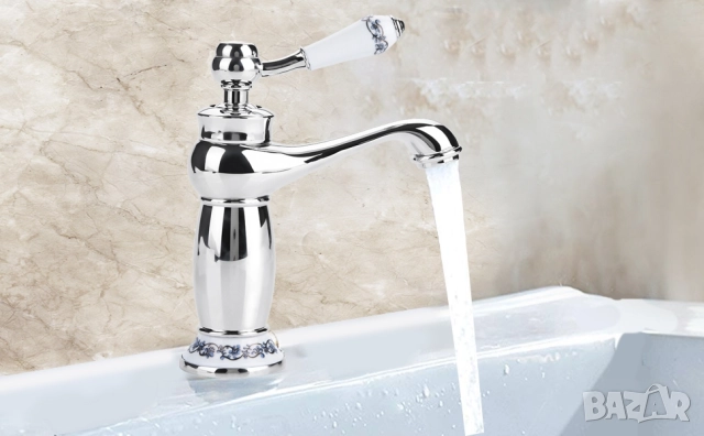 Винтидж/ ретро смесител за мивка за баня с флорални мотиви , снимка 7 - Смесители - 52468945