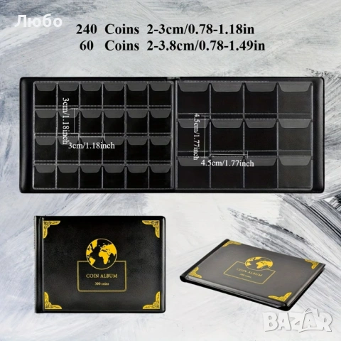 Чисто нов класьор / албум за монети – 300 джоба (30 мм и 38 мм), снимка 3 - Нумизматика и бонистика - 53357021