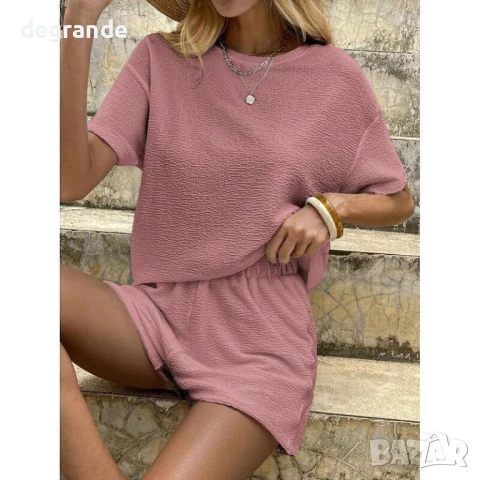 Дамски ежедневен розов комлект в Розово и Зелено