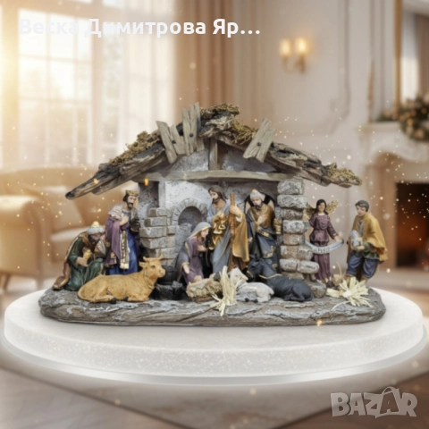 Коледен комплект „Рождество Христово“ – сцена с ясли и фигурки, снимка 4 - Декорация за дома - 52053265