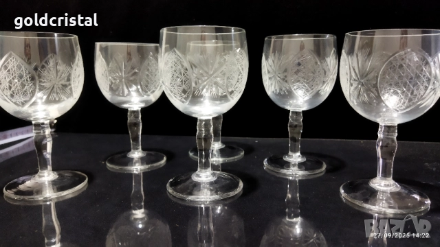 стари стъклени чаши гравирани , снимка 9 - Антикварни и старинни предмети - 51887732