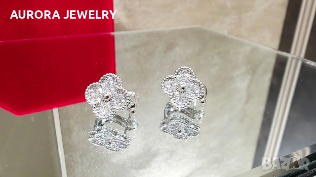 Van Cleef & Arpels VCA Silver Diamond Vintage Alhambra Clips Дамски Обеци, снимка 2 - Обеци - 53890886