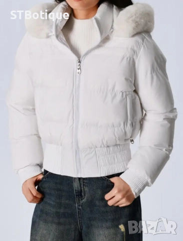 🧥 Дамско елегантно зимно яке с плюшена качулка – STBoutique ❄️ , снимка 17 - Якета - 52207471