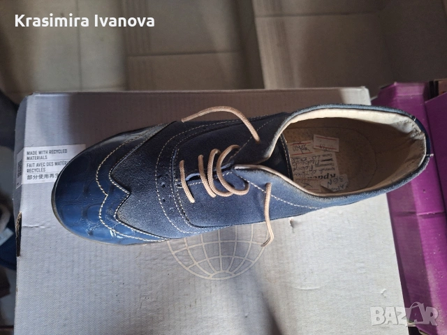 обувки естествен велур и лак син , снимка 3 - Дамски ежедневни обувки - 54184783