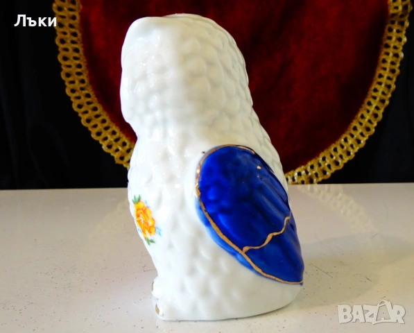 Японска порцеланова фигура Бухал,злато,кобалт. , снимка 3 - Статуетки - 53830285