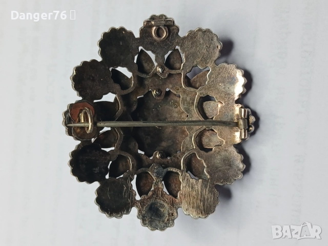 Сребърна брошка с гранати Бохемия !Викториански период!, снимка 6 - Антикварни и старинни предмети - 52493778