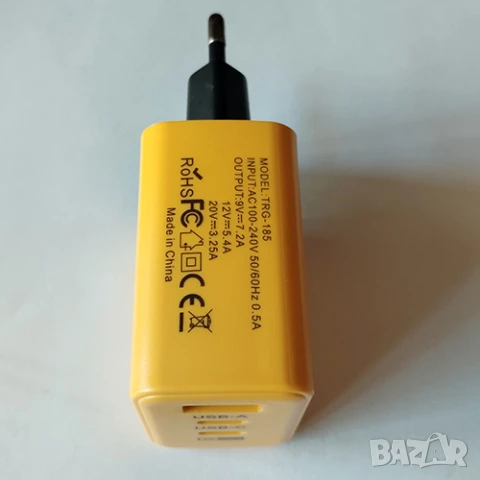 USB Fast charge 65W 5.4A USB-C Бързо зарядно с три порта: 2 USB-C и 1 USB-A, снимка 3 - Оригинални зарядни - 51401633