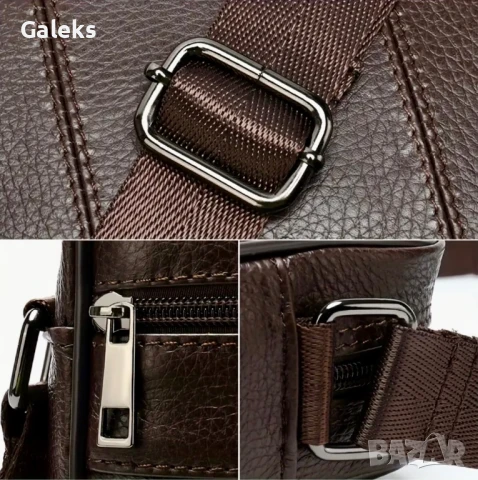 Ежедневно/Елегантна, Стилна и удобна мъжка чанта • Черна естествена кожа!, снимка 6 - Чанти - 50820029