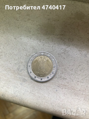 Рядка евро монета 2 цента  Германия надпис 2016-та знак F