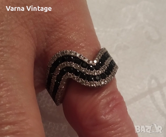 Сребърен дамски пръстен с камъни. 925.6 гр., снимка 3 - Пръстени - 52223686