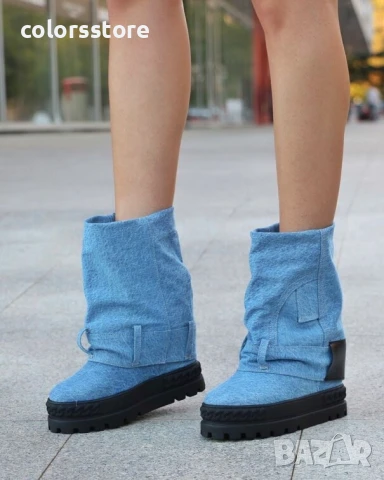 Боти на платформа - син деним - BP23 