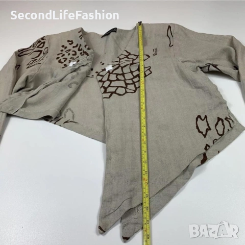 Дамско ленено яке Mark Abbas Femme един размер бежово кафяво, снимка 4 - Якета - 53837923