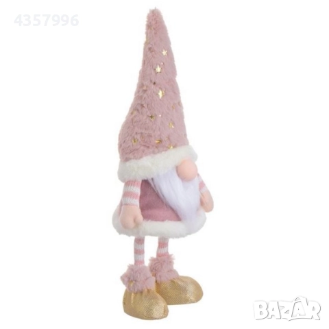 Коледна декоративна фигурка на гномче с розова рокля, 44см, снимка 2 - Декорация за дома - 52392589