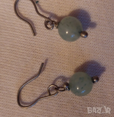стари обеци с красив аквамарин , снимка 2 - Обеци - 51756807