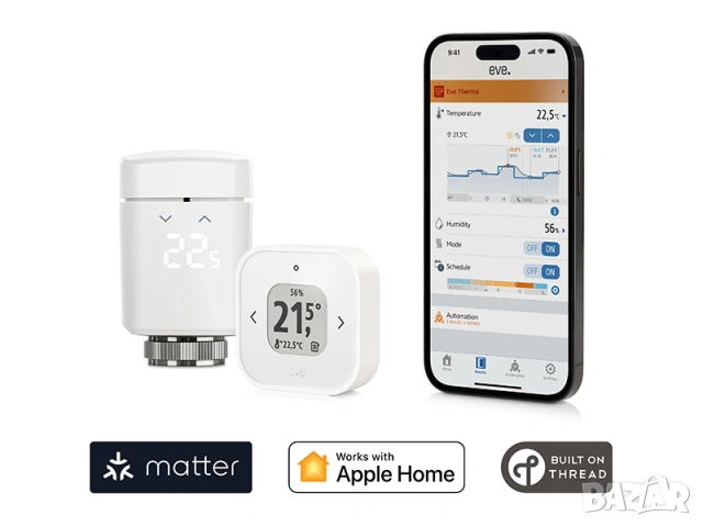 Smart температурен сензор и контролер Eve Thermo Control НЕ РАЗПЕЧАТАН, снимка 9 - Радиатори - 53927758