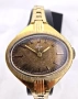 Винтидж съветски дамски часовник LUCH - кал. 1800 - позлатен - текстуриран кафяв циферблат, снимка 3