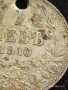 Сребърна монета 1 лев 1910г. Царство България продупчена за НАКИТ, НОСИЯ, КОЛЕКЦИЯ 25651, снимка 3