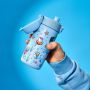 Детска бутилка за вода Ion8, стомана 400 мл, устойчива на течове, дизайн на акули, синьо, снимка 2