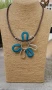 Колие и гривна с масивно цвете и естествена кожа. С плетка., снимка 1