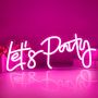 Appneon Неонов знак Let's Party, розови букви, захранван от USB, снимка 1 - Декорация за дома - 45301401